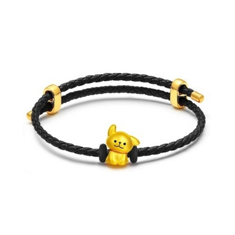 라인 강아지 + 검은색 가죽 로프 + 인증서 + 카운터 고급 포장