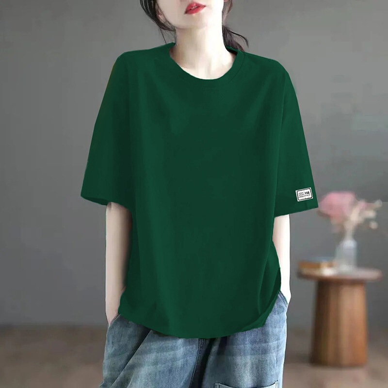春夏季穿搭短袖T恤衣服女春夏季新款设计感贴标袖口百搭上衣|undefined