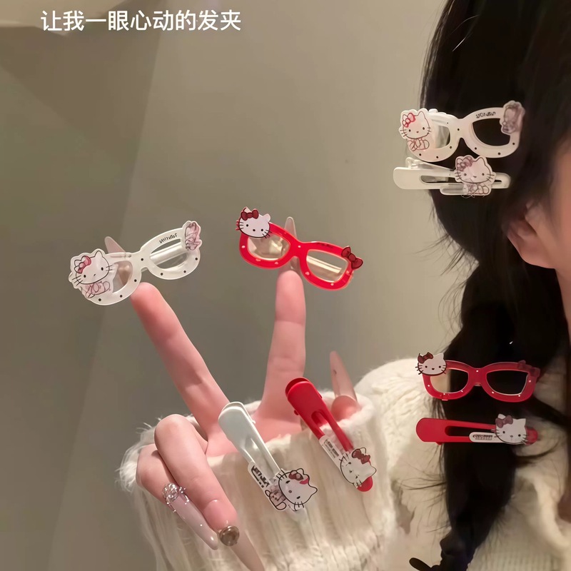 漫画ハローキティ猫ヘアピン女性の目のサイドクリップカモノハシクリップ額サイド前髪ヘアピンヘアアクセサリー|undefined