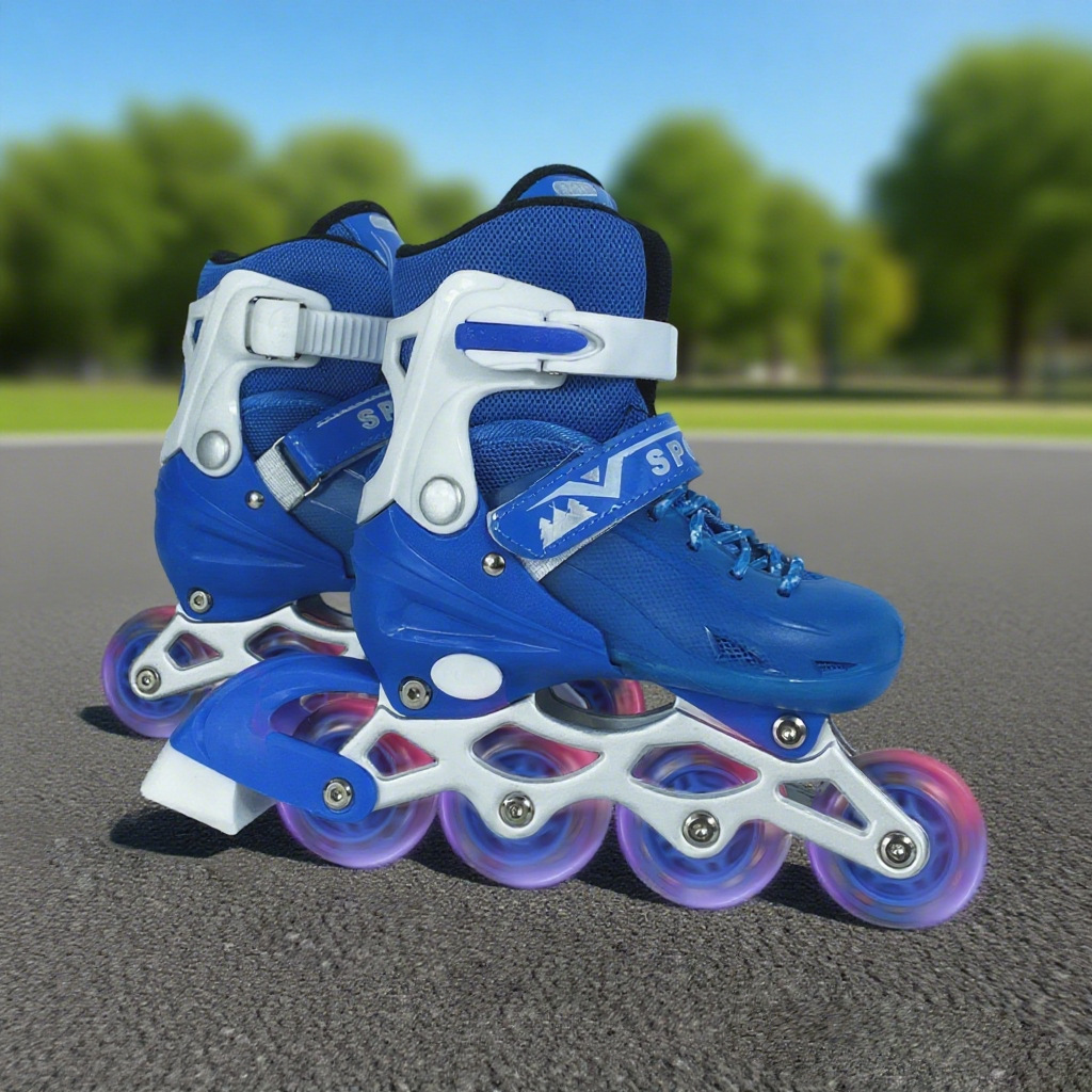 Feimagic Children's Flashing Wheel Roller Skates Inline Skates Protective Gear Set Children's Roller Skates Speed Skating