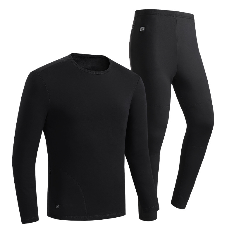 Men's Clothing Cotton and velvet USB men's thermal underwear set for winter 11 zones cold proof couples smart charging heating underwear_voghion.com