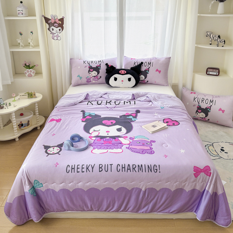 Cross-Border Cartoon Sanrio Knitted Cotton Children's Single/Double Student Summer Quilt, Soft and Thin, Machine Washable, Wholesale