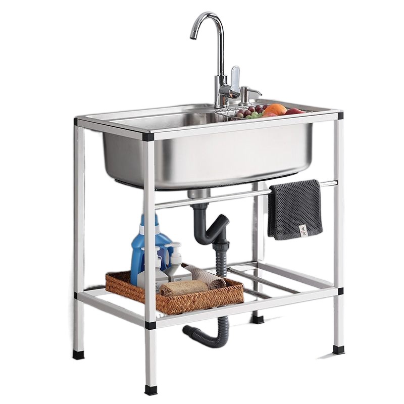 Soporte de cinturón de agua de acero inoxidable simple, lavabo único, fregadero, fregadero, fregadero, fábrica de soporte de palangana, una pieza al por mayor