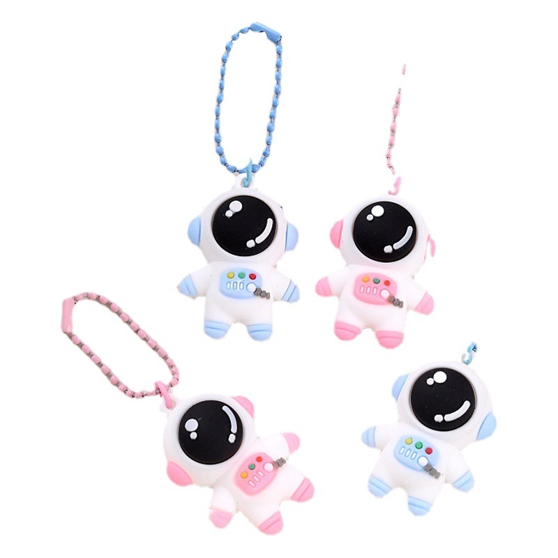 Cartoon Silicone Couple's Space Doll Keychain Pendant Creative Bead Chain Space Bag Pendant