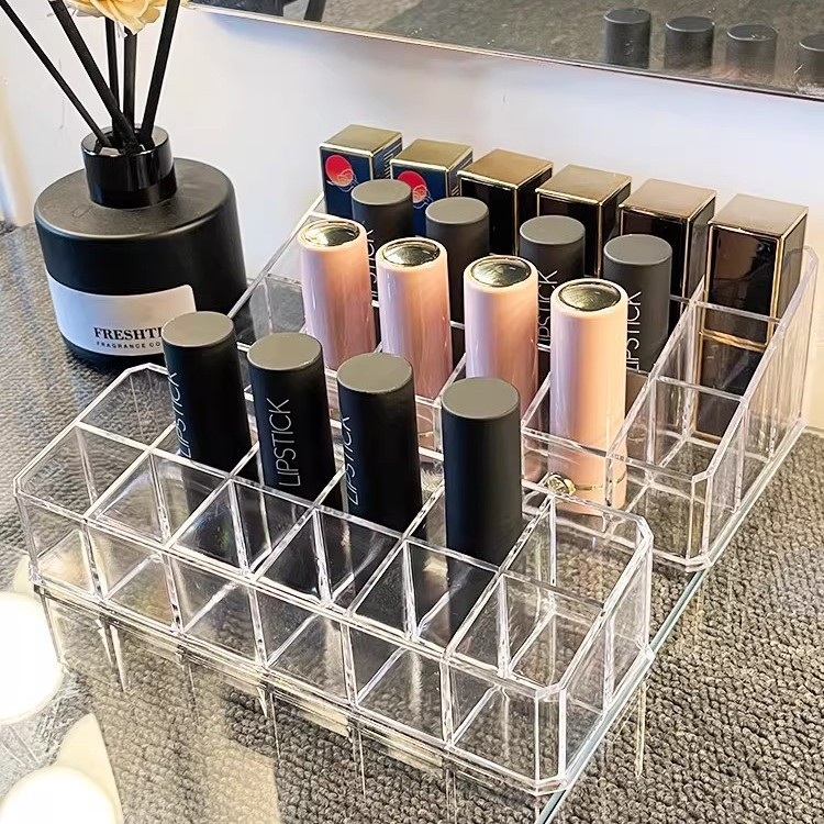 Lipstick Storage Box Dust-Proof Desktop Cosmetics Nail Polish Transparent Lipstick Box High-End Lip Gloss Lipstick Storage Rack