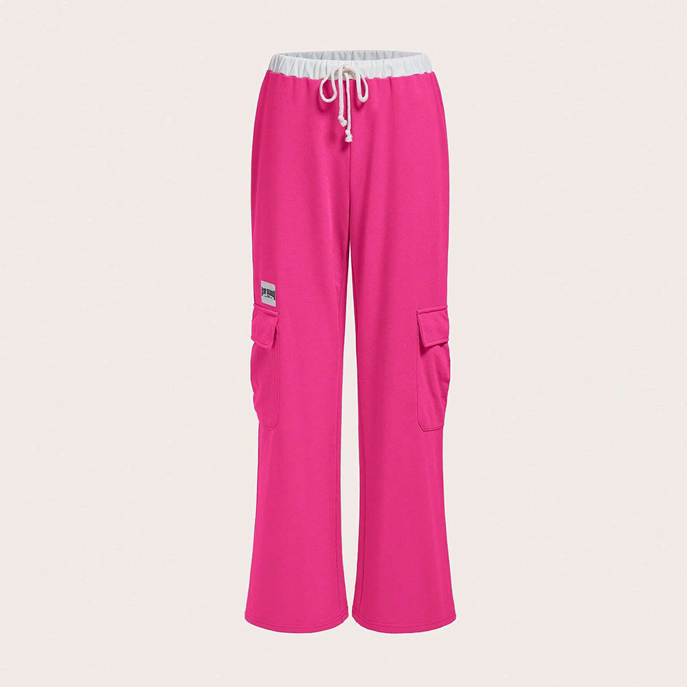 Ropa de mujer europea y americana transfronteriza Ropa de trabajo de calle alta americana Pantalones casuales Pantalones rectos sueltos de pierna ancha Pantalones con cordón