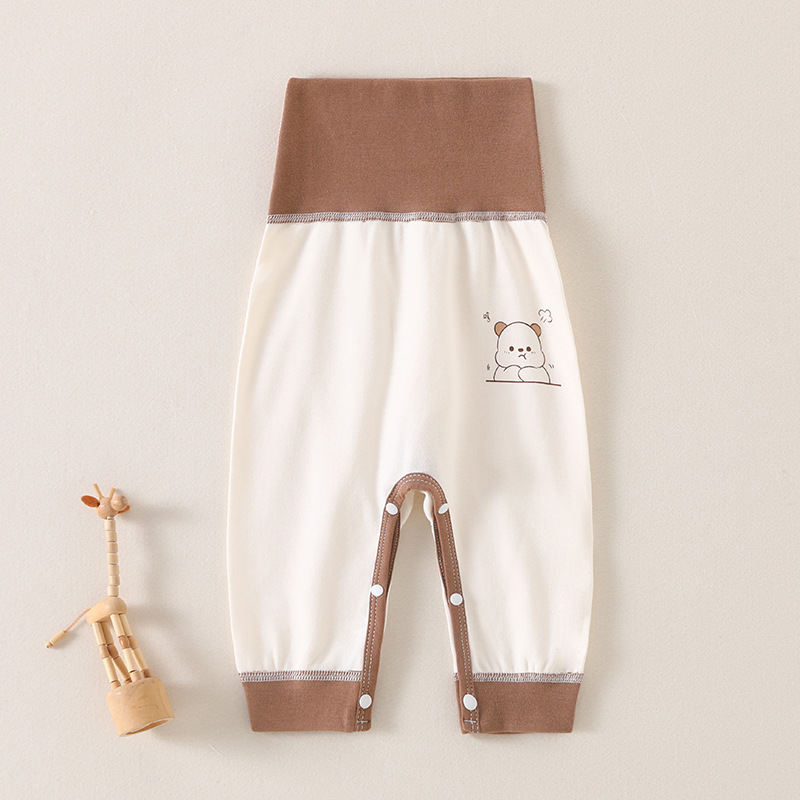 Baby Pants High Waist Belly Protectors for Boys and Girls Pure Cotton Boneless Open Crotch Pants for Spring and Autumn