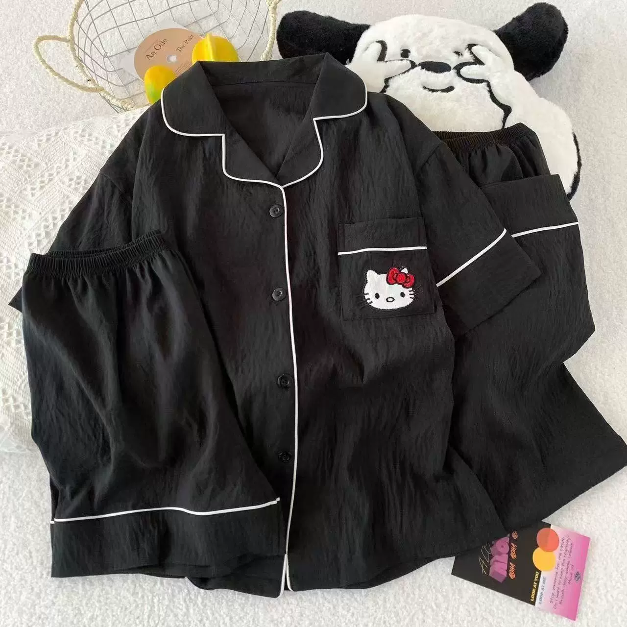 Пижамный комплект Hello Kitty 3 предмета, марля хлопок, короткий рукав, японский стиль лета