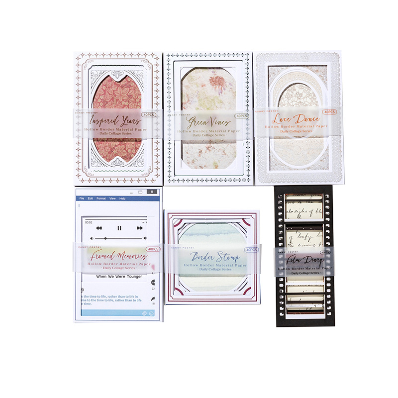 Azúcar poesía doble paquete de material de borde hueco collage diario serie de decoración de papel de base papel de material