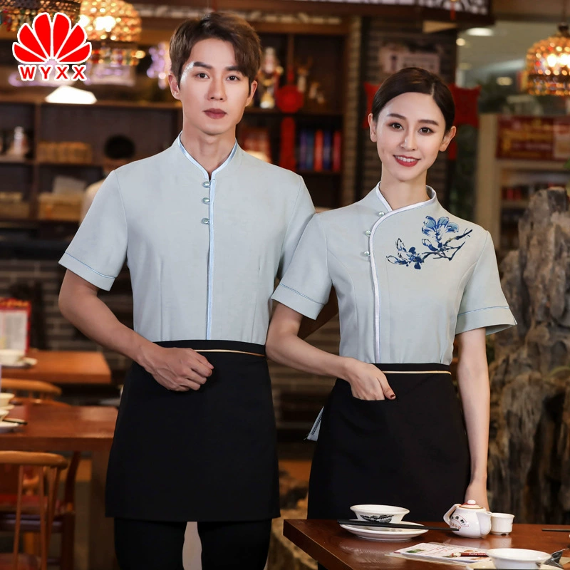 Ресторан Официант Рабочая одежда Женская летняя гостиница с короткими рукавами Китайский Ресторан Hotpot Ресторан Фермерский персонал