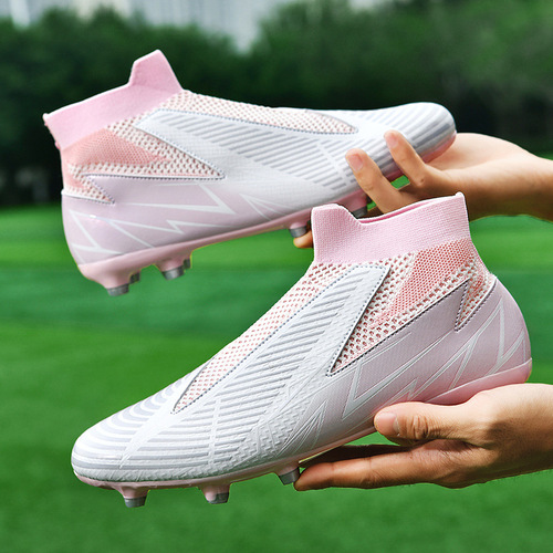 High-top football shoes for men and women, TF, big children, students and teenagers, long spike FG sports shoes, artificial grass game training shoes