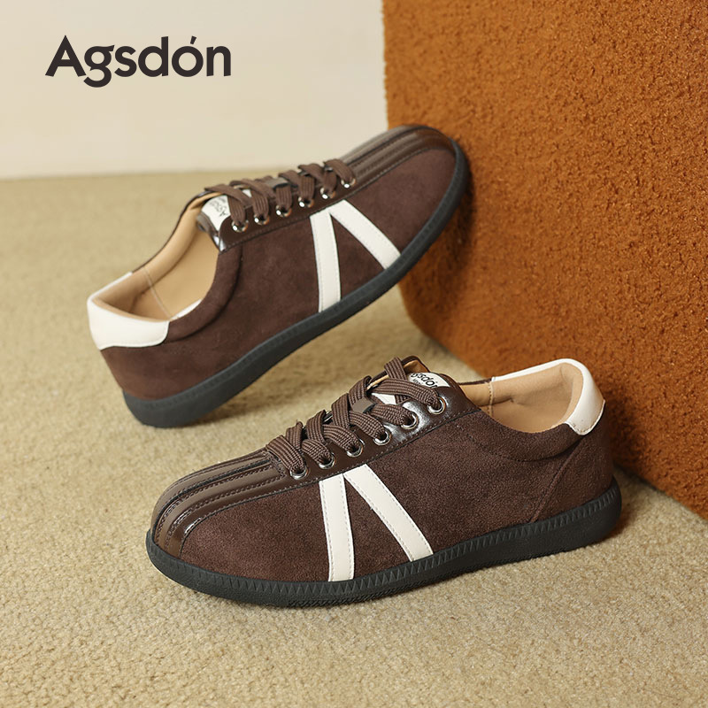 Augu Shi Deng marrón zapatos de entrenamiento para mujeres 2025 nuevo otoño invierno adelgazamiento de suela gruesa estilo de ballet Gump zapatos deportivos casuales