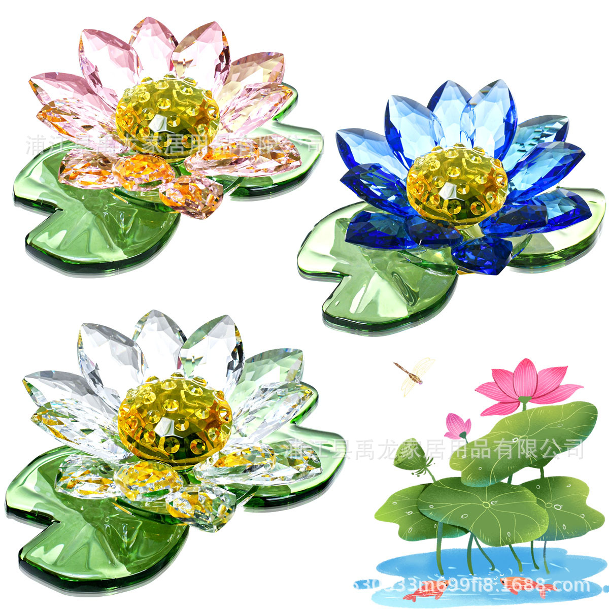 Pink Lotus Crystal plant flower decoration creative craft decoration office indoor living room entrance desktop decoration