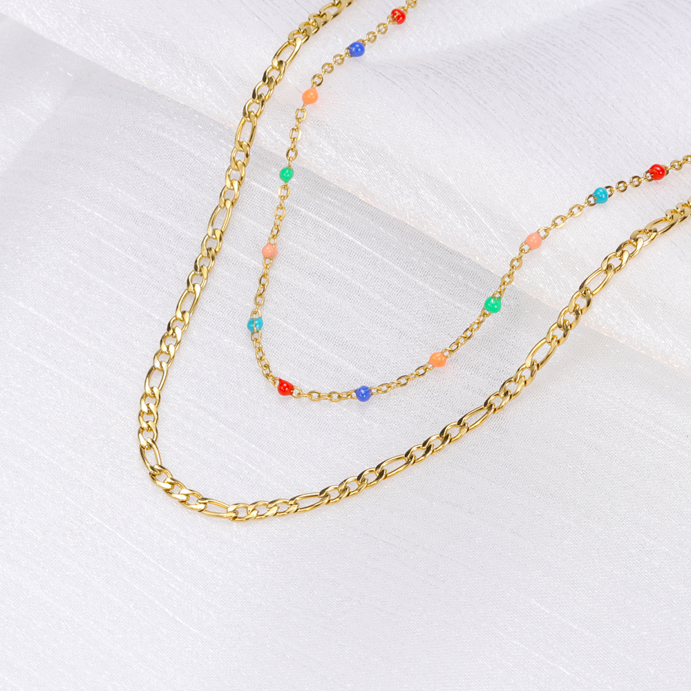 Simple Style Geometric Titanium Steel Plating Layered Necklaces 1 Piece