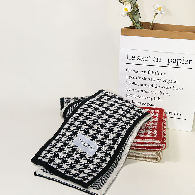 Sciarpa a griglia Qianniao da donna, inverno 2023, nuova coppia di studenti coreani versatili, lavorata a maglia, collo caldo_voghion.com