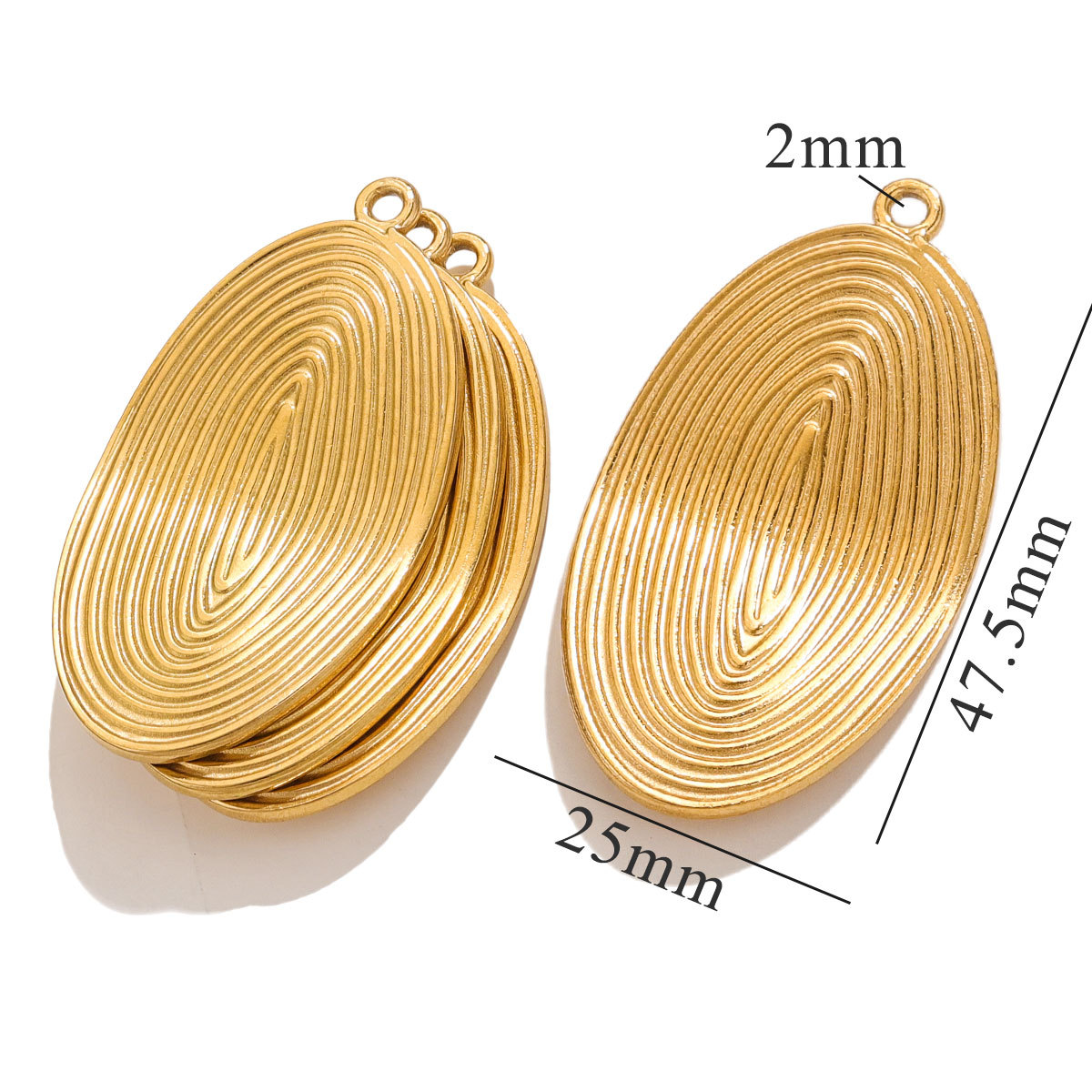 All Seasons Season 1 Piece 25*47.5mm 304 Stainless Steel PVD Coated Real Gold Plated Geometric Pendant DIY Jewelry Accessories