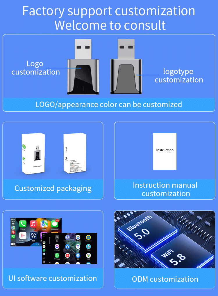 Mini USB Wireless Carplay Smart Car Box Suitable for iPhone and Android Auto