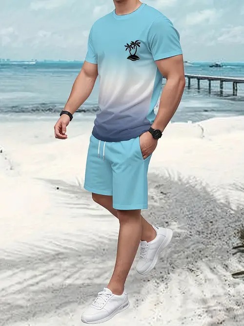 2025 nuevo producto Amazon nuevo estilo europeo y americano casual transfronterizo manga corta cuello redondo camiseta pantalones cortos traje ME5 MA04