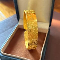 金店同款色吉言八宝莲花开口手镯宽版镯子新中式时尚手饰批发福字