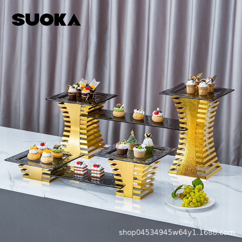 Buffet Cold Meal Tea Break Table Set Wedding Banquet Combination Multi-Layer Stainless Steel Dessert Table Decoration Display Shelf