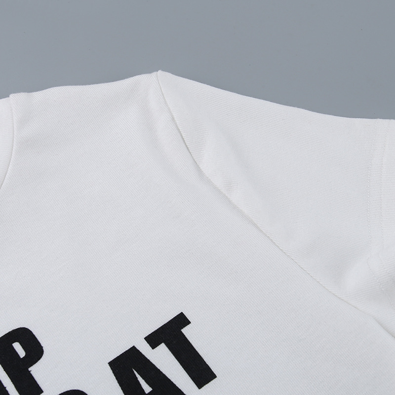 Autumn Sexy Cropped T shirt Casual Slim Fit All Match Letters Printed Minicoat Women Clothing