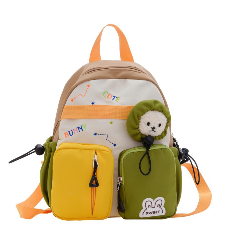 Mochila de estilo coreano para niños y niñas, color contrastante, mochila de dibujos animados, mochila de estudiantes de escuela primaria, mochila de niños de gran capacidad.