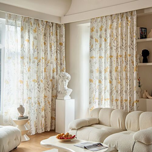Korean-style high-end American pastoral blackout cotton-linen villa curtain fabric for floor-to-ceiling windows in bedrooms and living rooms — factory direct