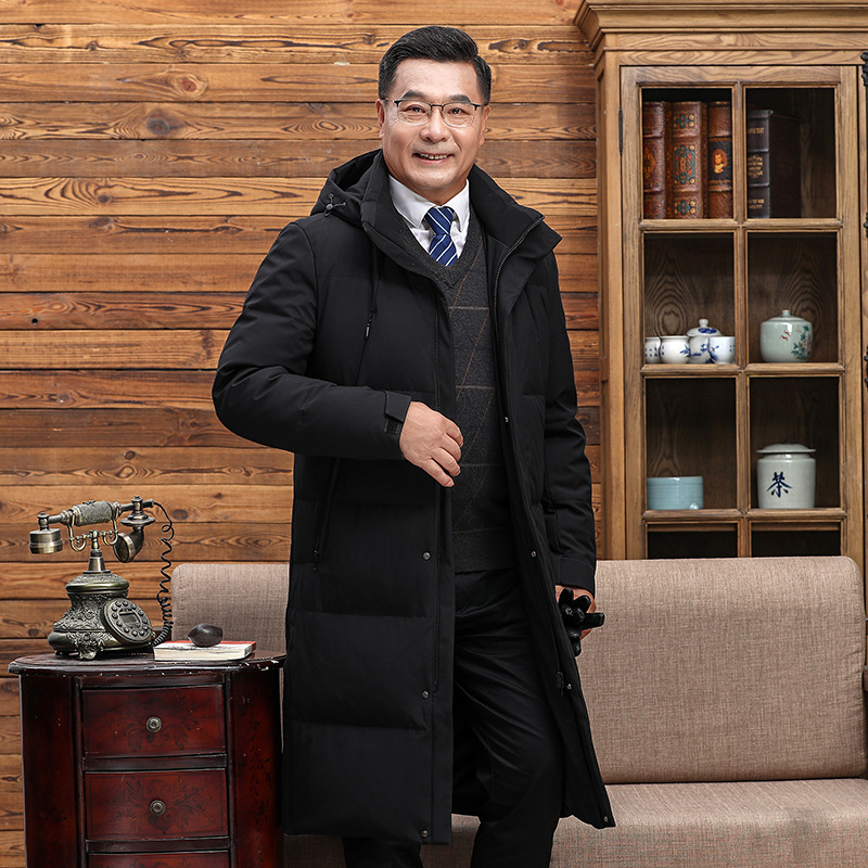 De mediana edad y ancianos abajo chaqueta de los hombres de largo engrosada 2023 ropa de invierno más tamaño viejo padre papá pato abajo abrigo caliente