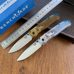 現物s 3ov鋼蝶535屋外折り畳みナイフb 5透明ハンドル折り畳みナイフ釣り荒野サバイバルナイフ