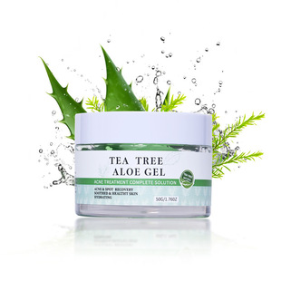 Cross-border in stock small batch facial skin care tea tree aloe gel 50g essence cleansing moisturizing repair wholesale
