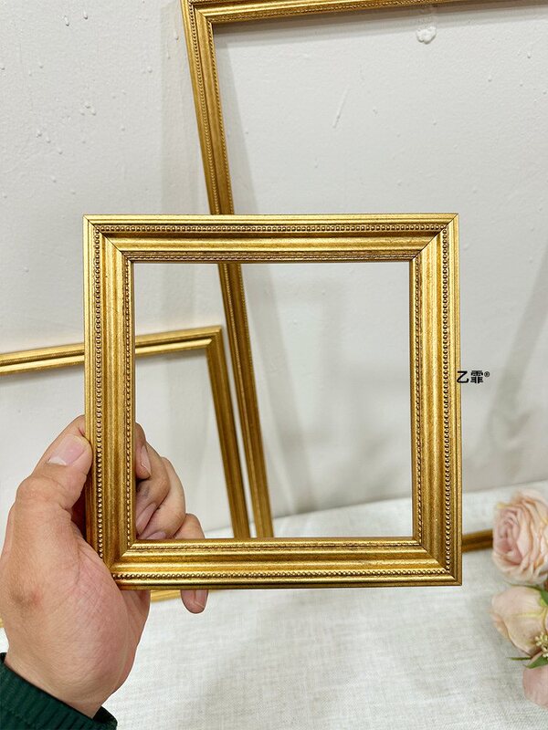 [Yifei Home Furnishings] American and French Style Vintage Retro 2cm Small Gold Frame Oil Painting Antique Solid Wood Decorative Picture Frame