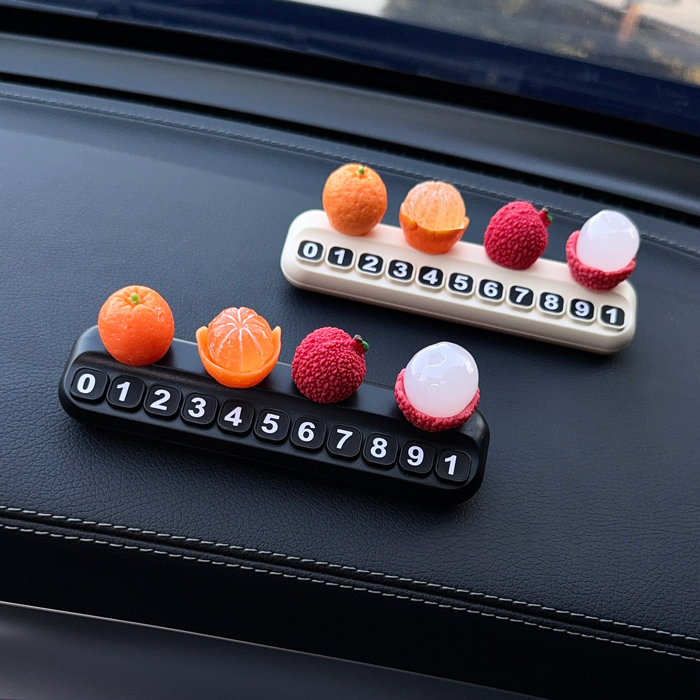 Good Luck and Prosperity Lychee Orange Temporary Parking Number Plate Car Creative Car Phone Number Plate Decoration Ornament
