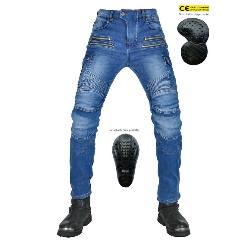 LOONG BIKER motocicleta pantalones vaqueros de los hombres de la motocicleta pantalones de montar pantalones de invierno forro polar caliente Racing anti-caída Pantalones