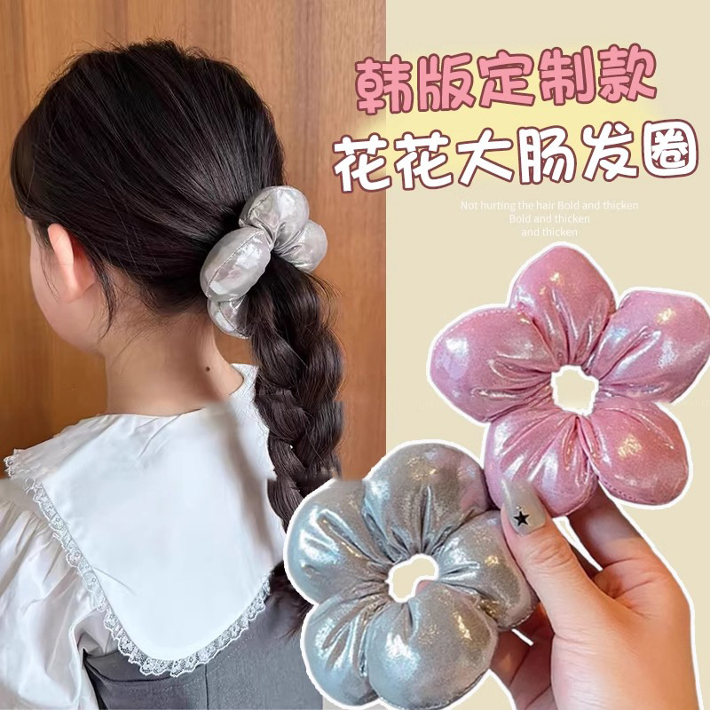 Nueva flor para niños, lazo para el cabello del intestino grueso, lindo estilo de primavera, relleno de cuerda de cabeza de flor grande 2025 nueva cuerda para el cabello de burbujas para mujer