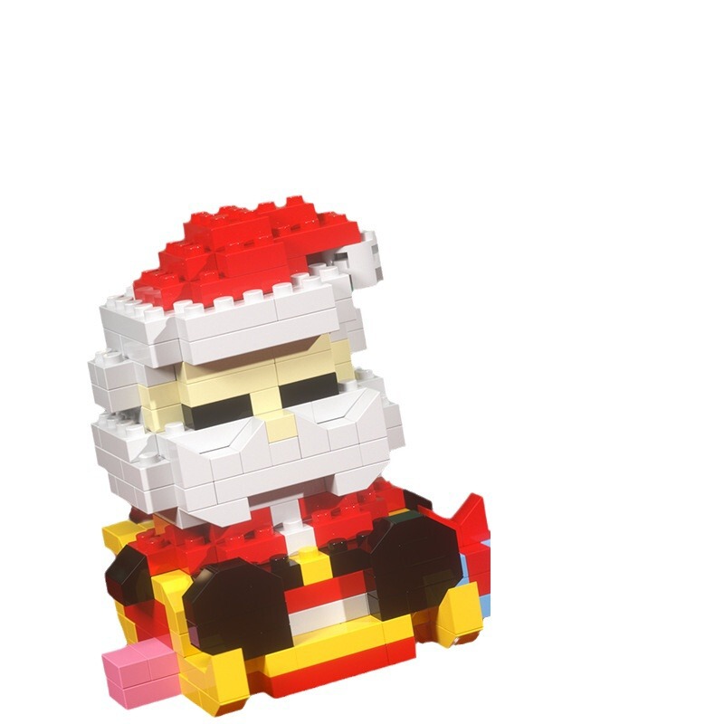 国境を越えた人気は積み木の小さな粒子と一緒に雪だるまを作ったクリスマスヘラジカのクリスマスプレゼント子供のおもちゃ卸売り|undefined
