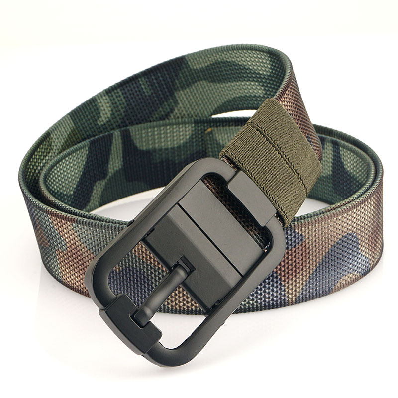 [Doble cara de doble uso] Nueva hebilla giratoria de cinturón de nylon de dos colores para hombres casual simple correa de pantalones de lona tejida