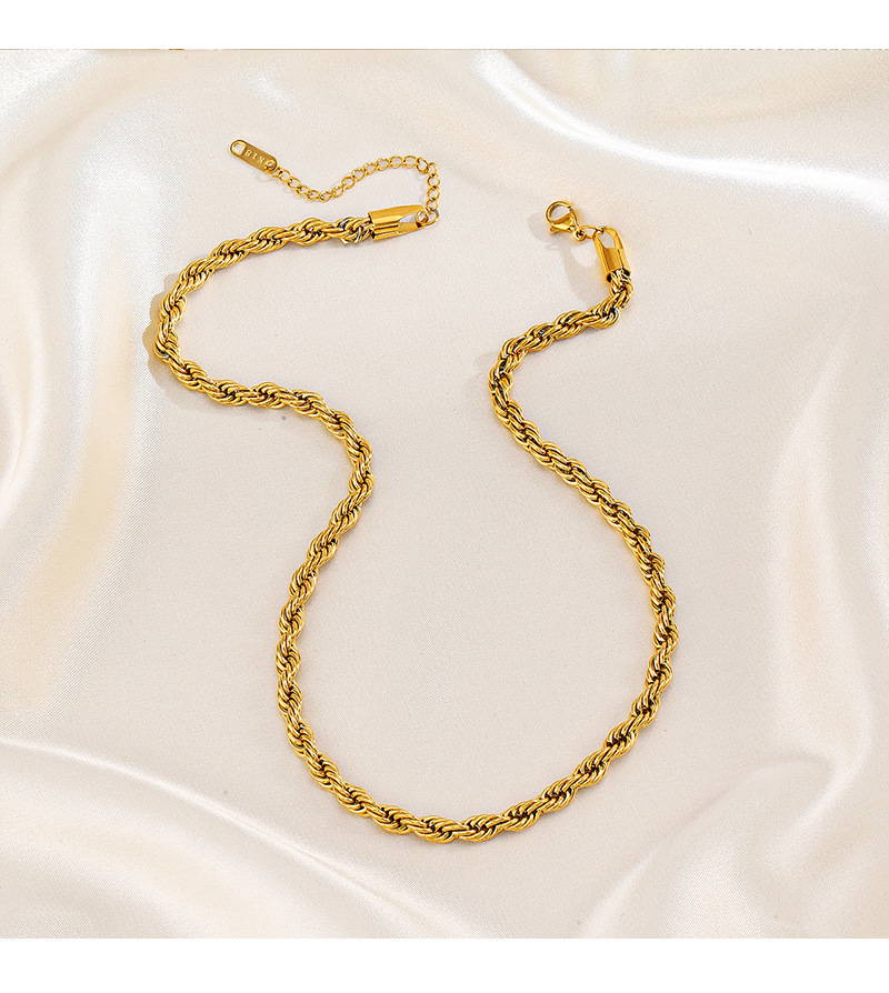 Bracelets, Necklace Classification 304 Stainless Steel Chain Material Necklace + Jewelry Quantity PVD Coated 18K Gold Plated Solid Color 304 Stainless Steel IG Style Basic Modern Style Waterproof Non Tarnish 304 Stainless Steel Bracelets Necklace