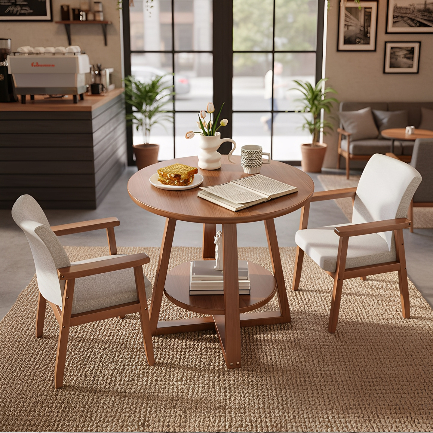 Negotiation Small Round Table Leisure Reception Table and Chair Combination Simple Balcony Table Commercial Coffee Milk Tea Shop Round Dining Table