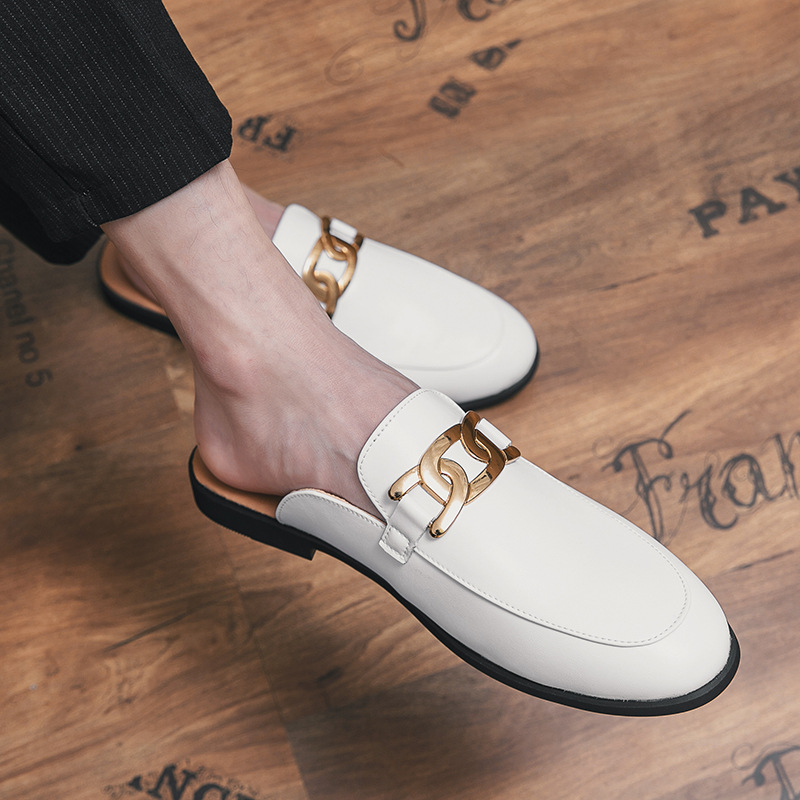 Cross Border Summer Breathable Men S Plus Size Baotou Slippers Fashion White Heelless Half Drag Korean Style Personality_voghion.com