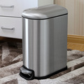 家用不锈钢垃圾桶客厅厨房卧室办公室时尚弧盖U型脚踏静音桶10L