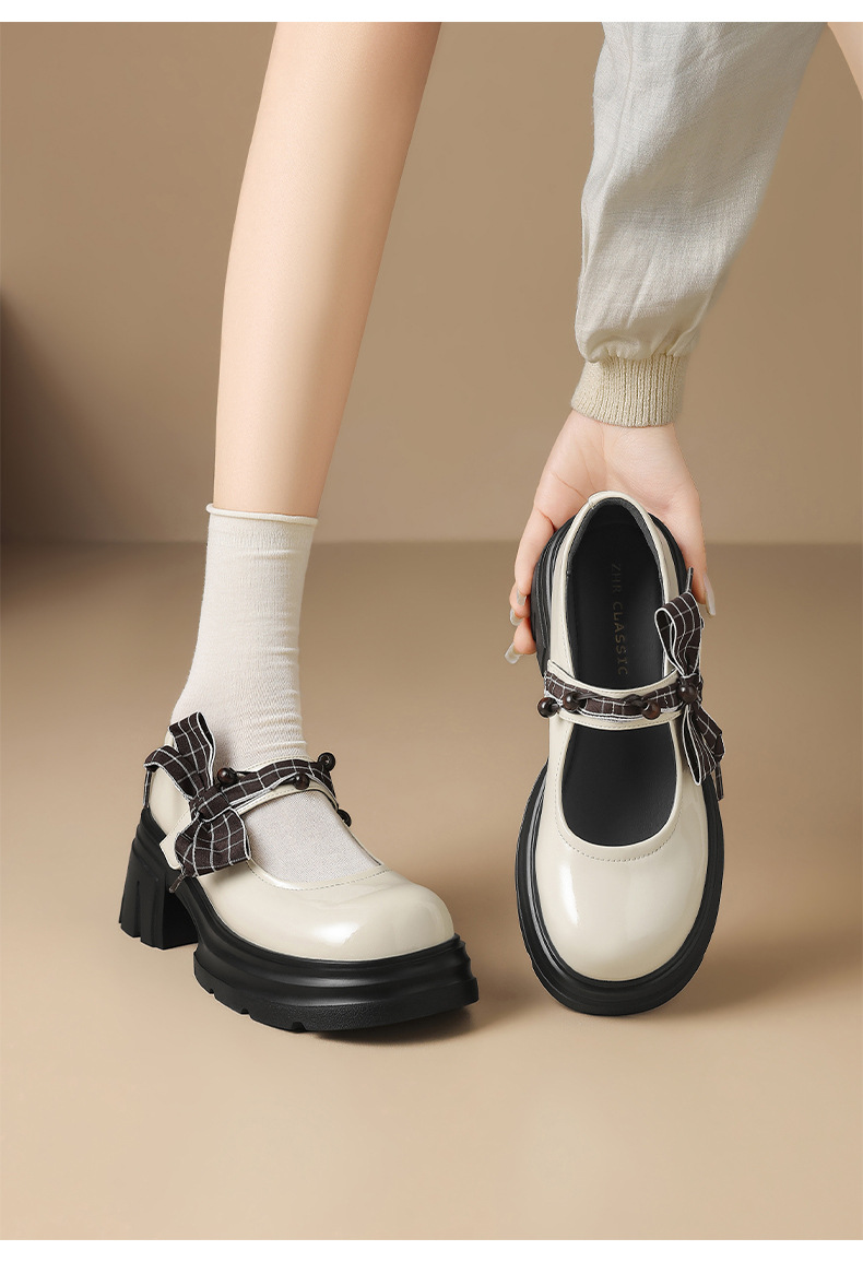 Giày Mary Jane nữ đế dày phong cách Anh Quốc, mũi nhọn, kiểu JK — AW188 màu đen chi tiết 14