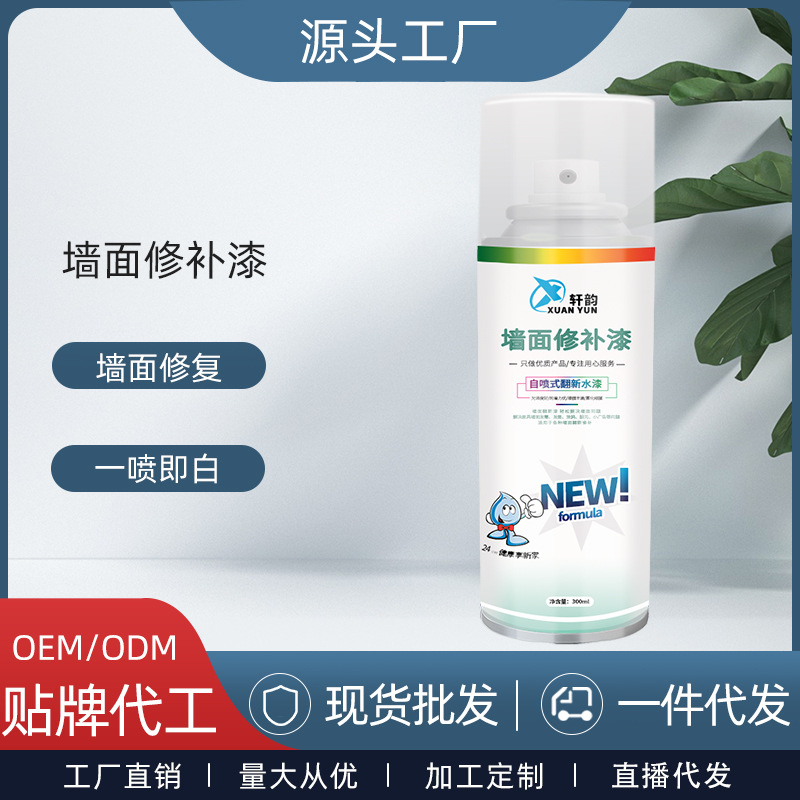 墙面修补漆污渍涂鸦遮盖修复自喷漆室内外墙漆翻新水性白色补墙漆