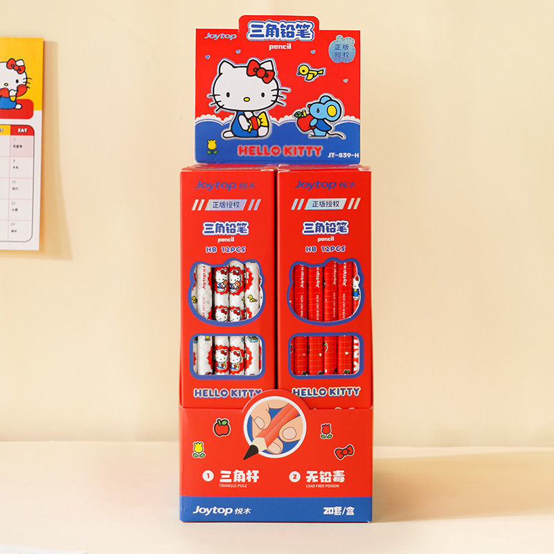 Joytop悦木 凯蒂猫红蓝系列-三角铅笔12支装