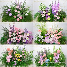 婚庆地排花森系花排 莫奈花园风花排假花婚礼T台路引成品花艺
