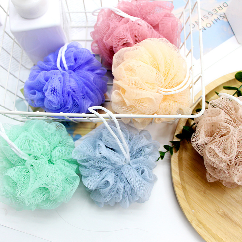 多彩な入浴ボールの卸売りの小さいサイズの風呂の花は泡立てて豊富な子供の風呂の花をこすります。|undefined