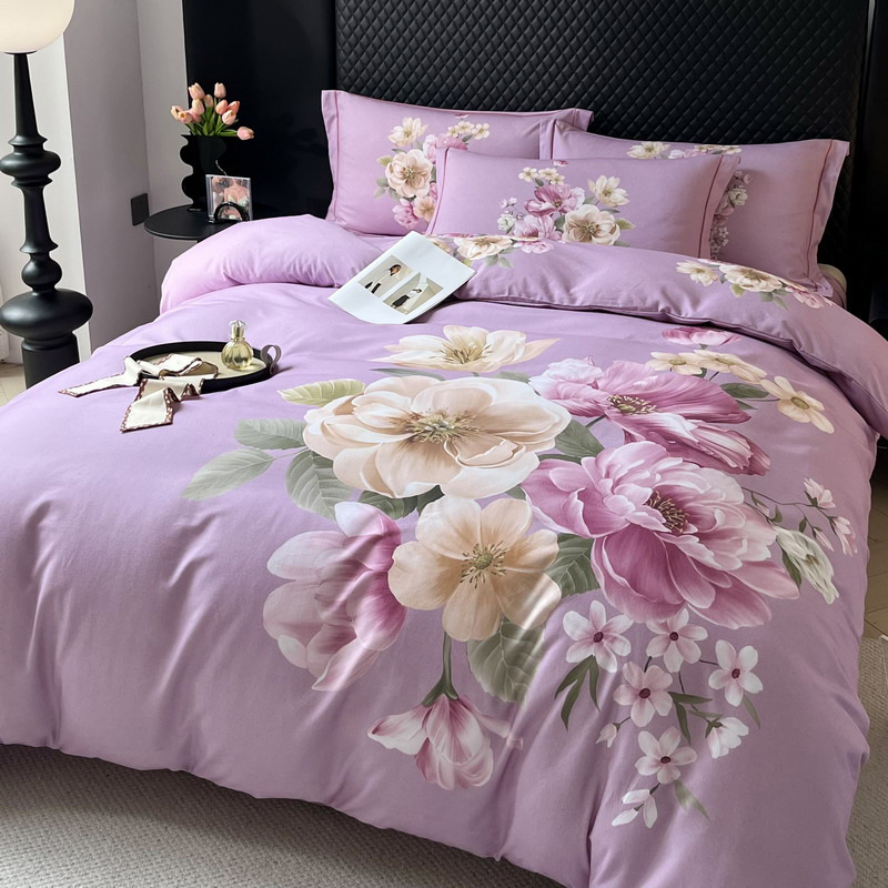 2026 New Model Full Cotton Brushed Floral Four-Piece Set Thickened Pure Cotton Duvet Cover and Bed Sheet Autumn and Winter Warm Bedding