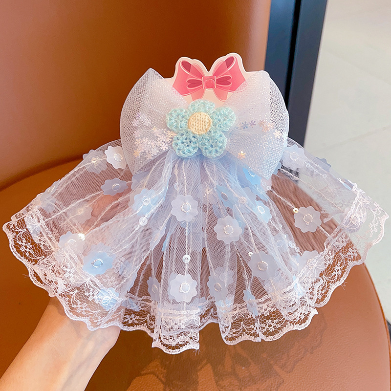 2024 nueva horquilla para niños, cinta de encaje de súper hada, horquilla de lazo, clip superior de temperamento de niña, tocado de niña