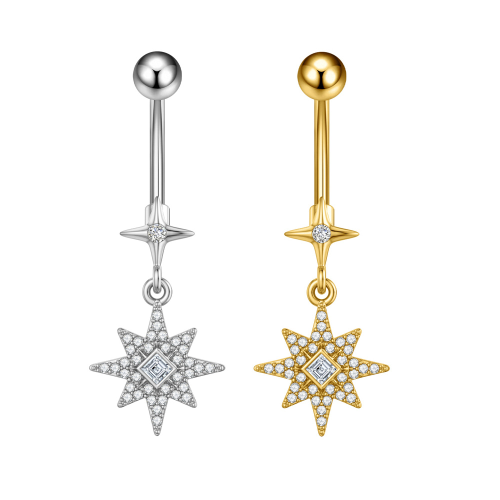 5g Weight Zircon Inlay Material Belly Ring Classification 1 Piece Quantity Casual, Bar Occasion 316 Stainless Steel Material Star, Flower, Butterfly Pattern All Seasons Season Unisex Gender Plating Design Hip-Hop, Simple Style, Cool Style Style 1 Piece 316 Stainless Steel Zircon Belly Rings Star Flower Butterfly Unisex 16