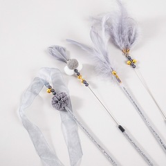 3-Piece Cat Toy Set: Self-Entertaining Wand Toys with Long Handle, Feathers, and Bell&mdash;Perfect for Cats