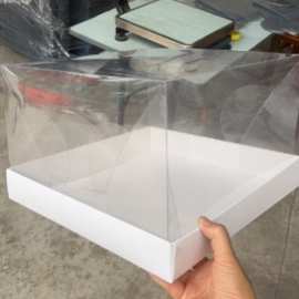 厂家蛋糕甜品打包盒礼品纸盒PET白卡盒透明展示盒PVC盒折叠批发